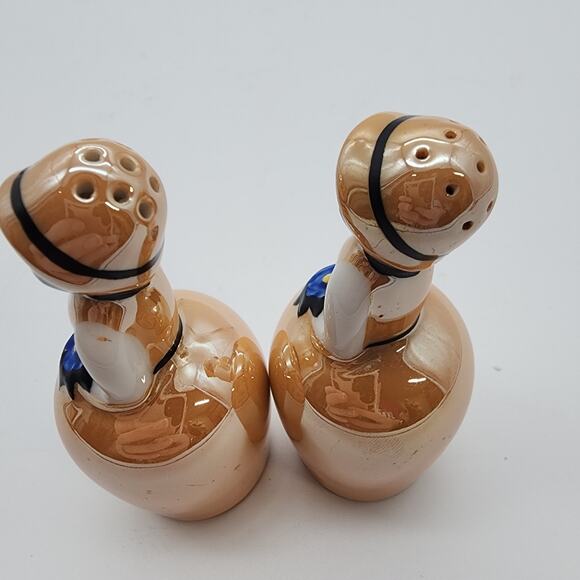 Noritake Deco Yellow Lusterware Bridesmaid Blue Flower Girl Salt & Pepper Shaker - Picture 6 of 8